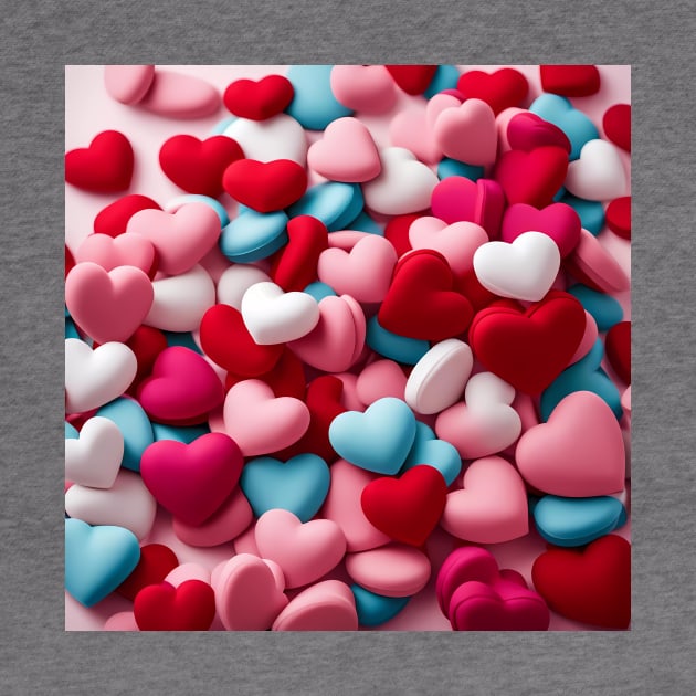 celebrating Valentines day, random floating love hearts by Colin-Bentham